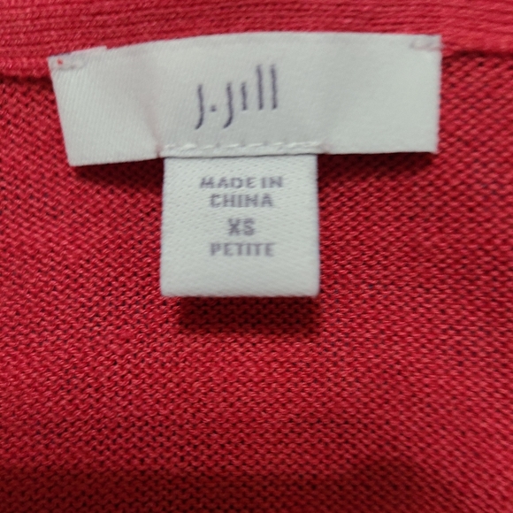 (508) J.Jill Woman's Open Sweater, Size: XS Petite Color: Red - Picture 12 of 16